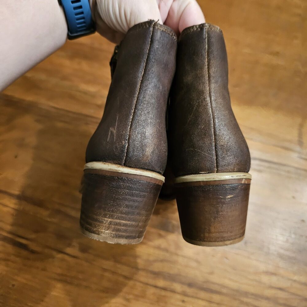 ROAN By Bed Stu 6 Liz Distressed Leather & Suede Double Zip Handmade Ankle Boots - Picture 9 of 9